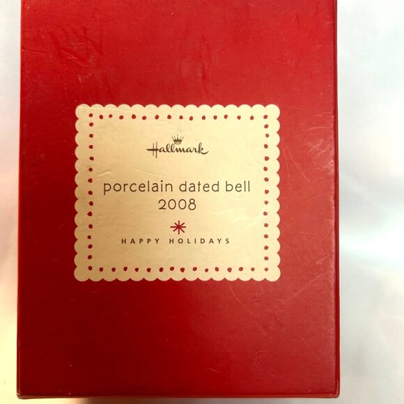 Hallmark 2008 Porcelain Dated Christmas Bell Ornament In Original Box 3”x 4” - Picture 3 of 7